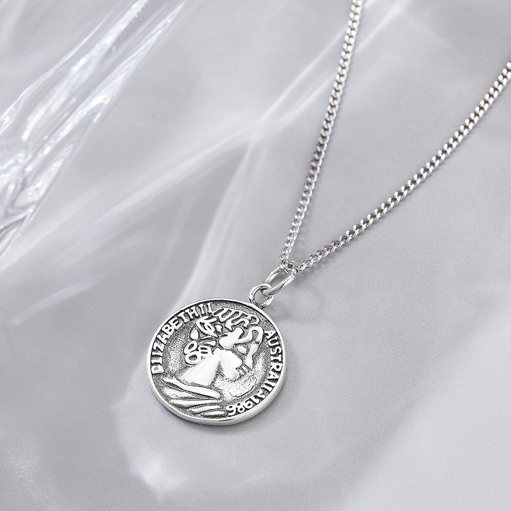Collar de clavícula con medalla de retrato de plata esterlina S925 al por mayor